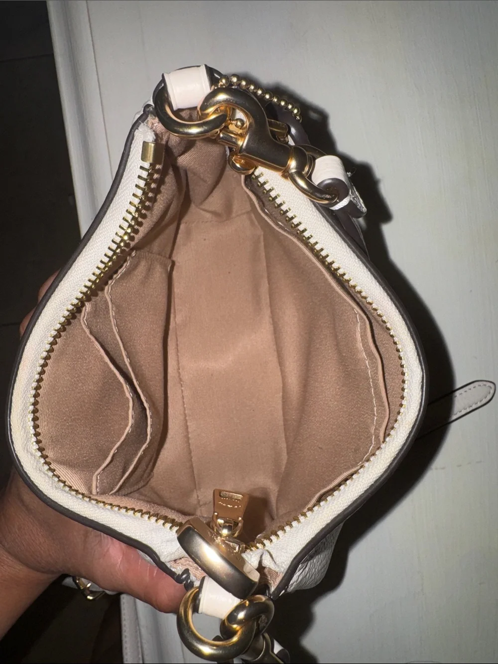 Coach mini Teri Cream Crossbody Bag with Gold Accents
